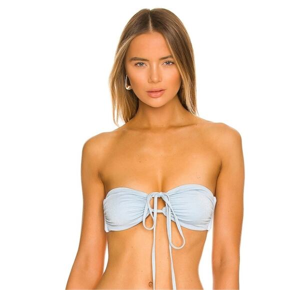 L*Space Shimmer Dawn Bikini Top in Sky Blue Convertible Size Small NWT - Picture 1 of 8